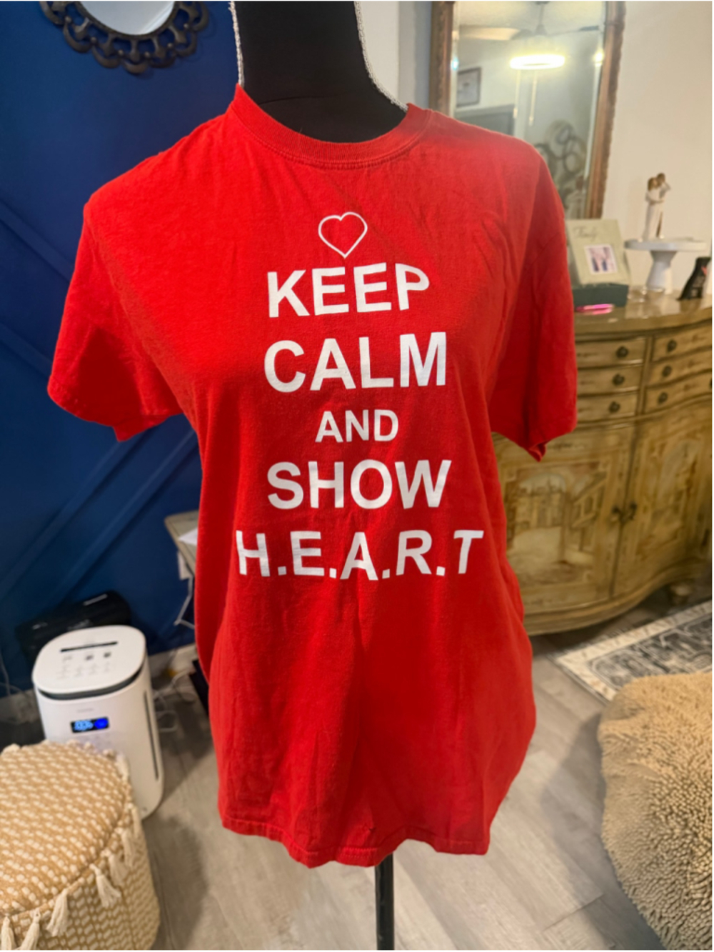 Men's Gildan Short Sleeve Tee Shirt Size M Red White